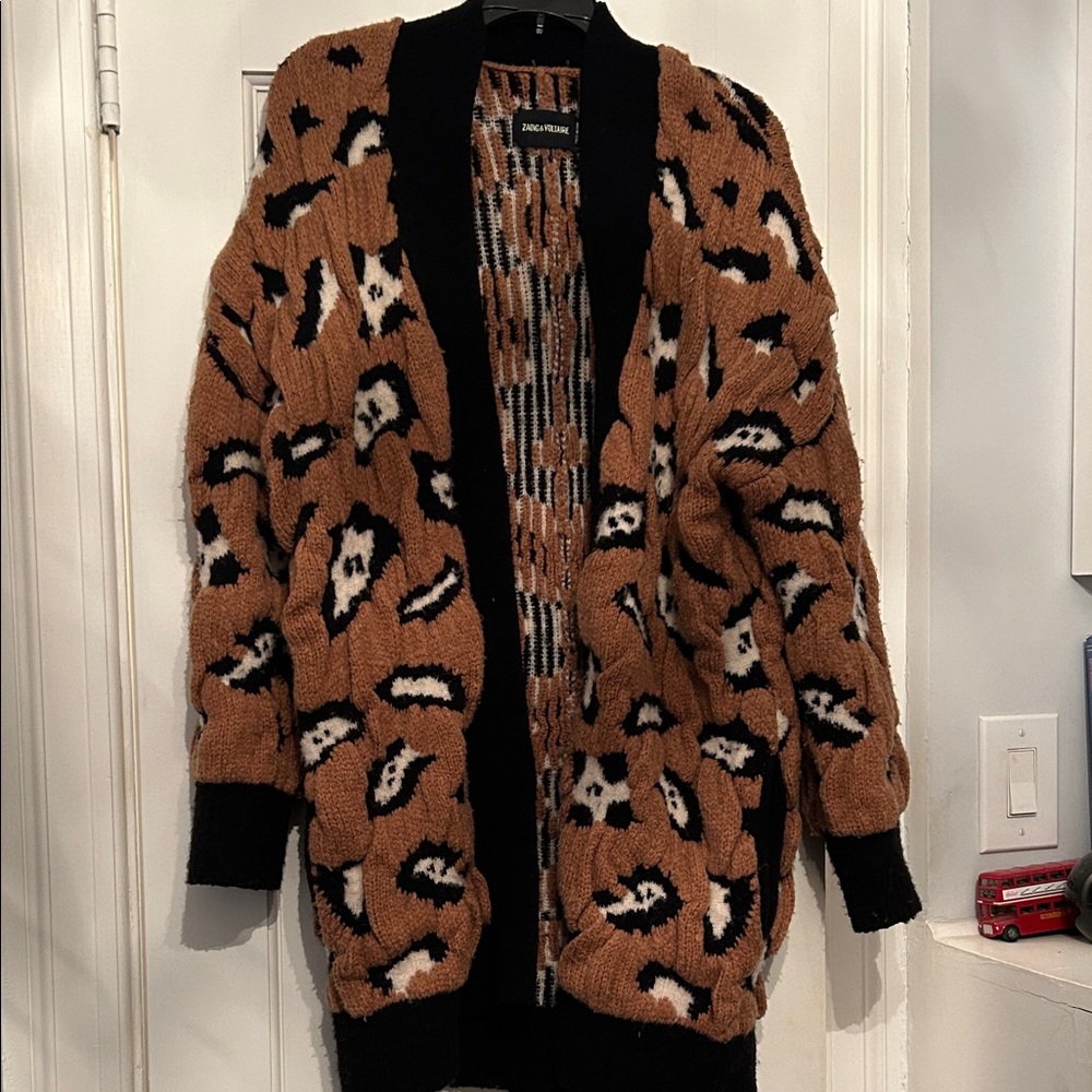 Zadig & Voltaire Brown and Black Leopard  chunky Cardigan
